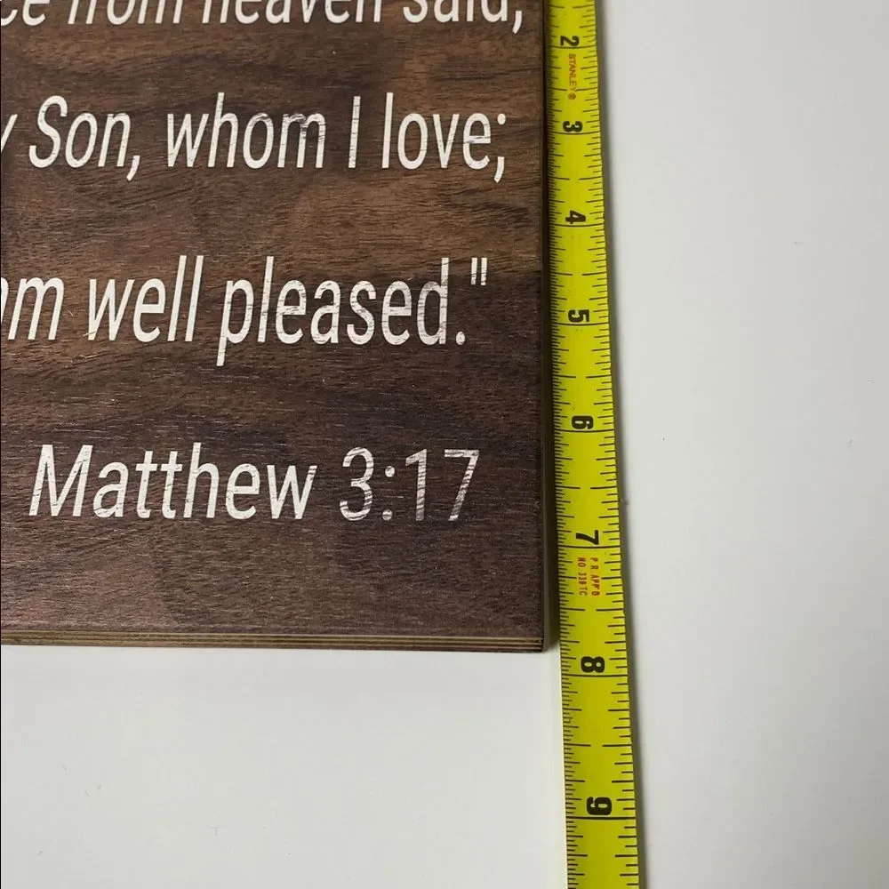 Matthew 3:17 Christian Home Decor Rustic Stained Wood Wall Sign